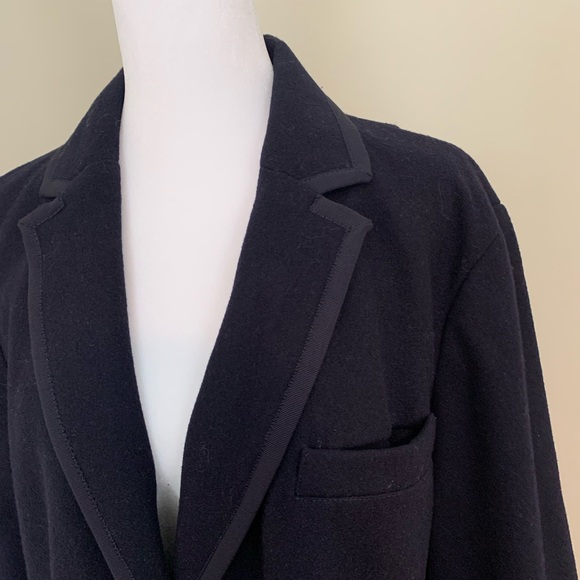 LANDS END navy blue wool blend blazer size 20W 3 button contrast trim LIKE NEW - Picture 3 of 4